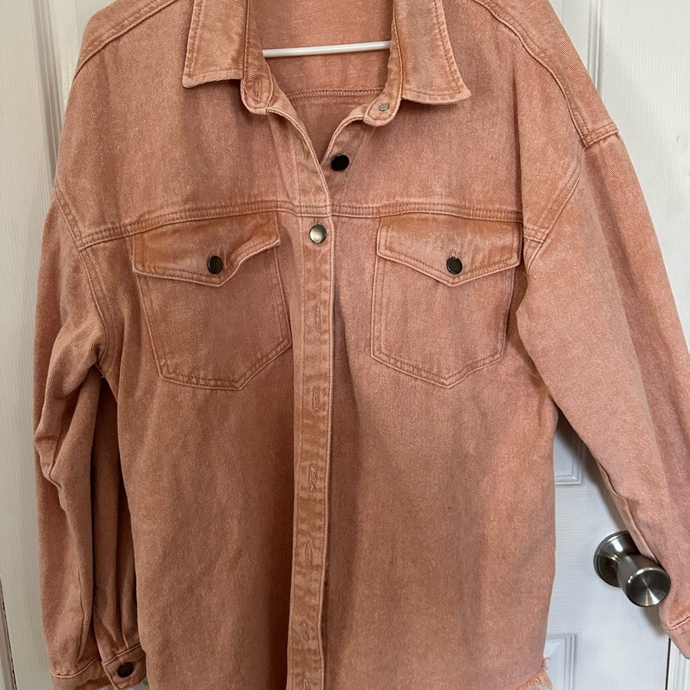 Casual Pink Cotton Jacket